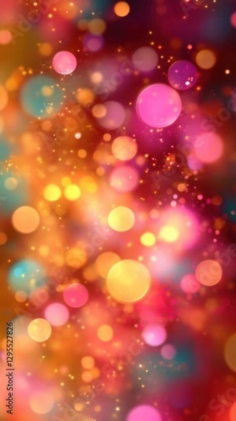 Fototapeta Vibrant bokeh lights in warm hues creating a magical and festive atmosphere with a dreamy and soft focus for a cheerful mood