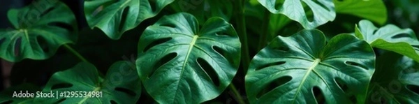 Fototapeta Small Monstera leaves in a cluster, cluster, isolated, small leaf