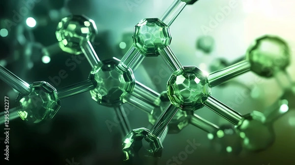 Fototapeta Green and Transparent Molecular Structure