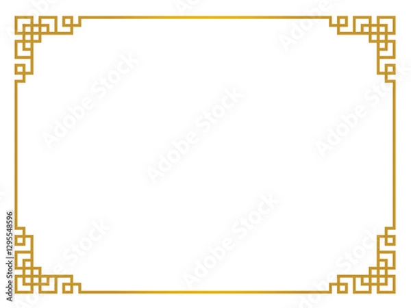 Fototapeta 中華風の金フレーム ベクター イラスト素材 枠 白背景