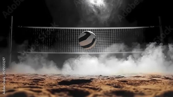 Obraz Beach Volleyball with Fog and Dark Tone