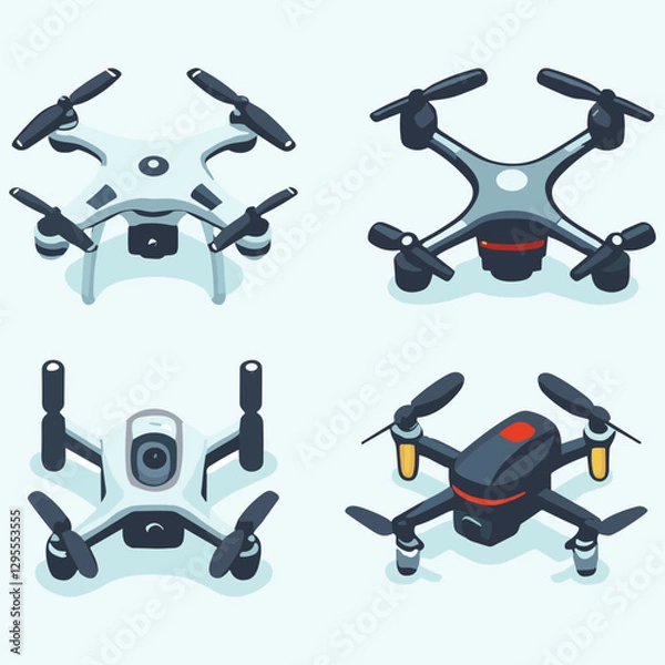 Obraz Set vector drone illustration isolated