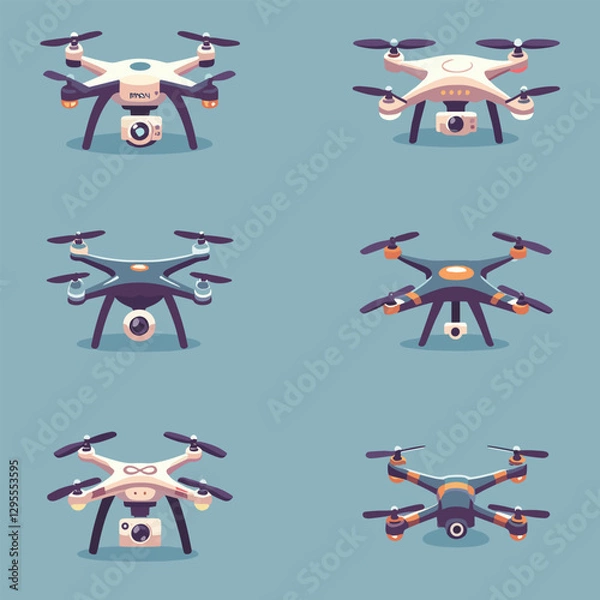 Obraz Set vector drone illustration isolated