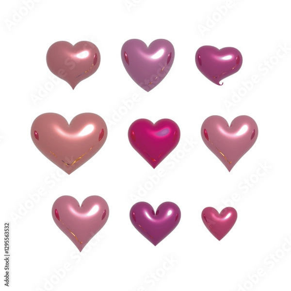 Obraz 3d 메탈 풍선 하트 아이콘 스티커