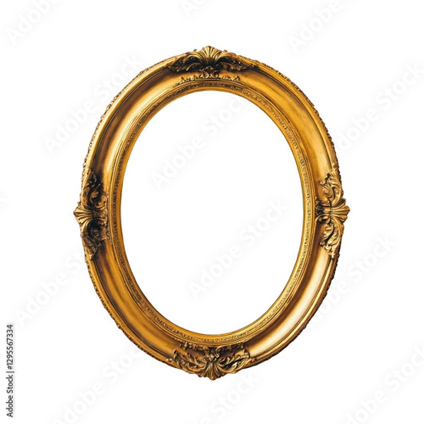 Obraz Oval Gold Frame: Antique Picture Frame isolated on transparent background