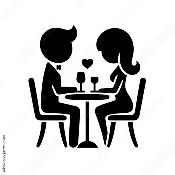 Fototapeta Vector illustration of a couple having a romantic dinner