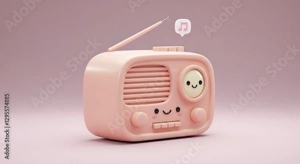 Obraz Charming Pastel Pink Retro Radio: A Delightful 3D Render