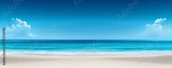 Obraz Tranquil Beach Scene with Clear Blue Sky and Calm Ocean Water for Relaxation and Summer Vacation