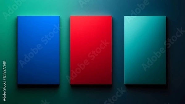 Obraz Three rectangular colored forms against a gradient colored background