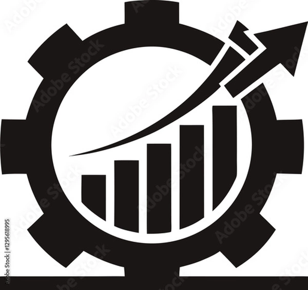 Obraz This 3D business graph illustration shows financial growth with an upward arrow on a bar chart, representing market success and profit increase