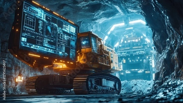 Obraz Digital Twins in Mining: Virtual Digital Twins Used for Simulating and Monitoring Mining Operations, Including Equipment Performance, Resource Allocation, and Safety Compliance