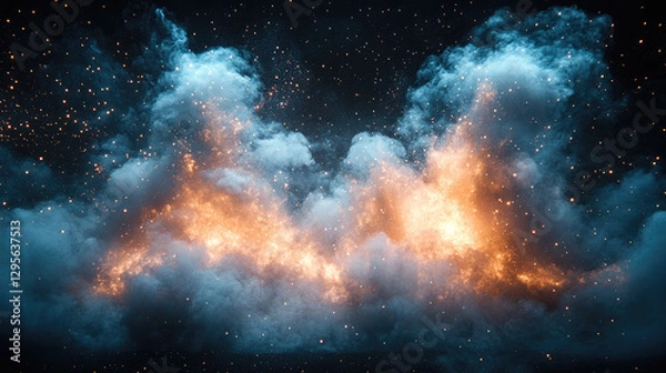 Obraz Fiery Clouds Against a Starry Night
