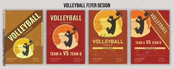 Fototapeta Volleyball Tournament Flyer Template  Championship Sports Event Poster Design Editable EPS for Game Night and Athletic Club Promotion  Perfect for Stock Market Uploads and Easy Customization