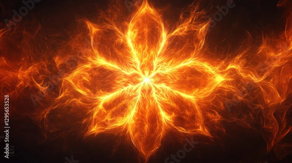 Obraz Fiery flower design in dark background