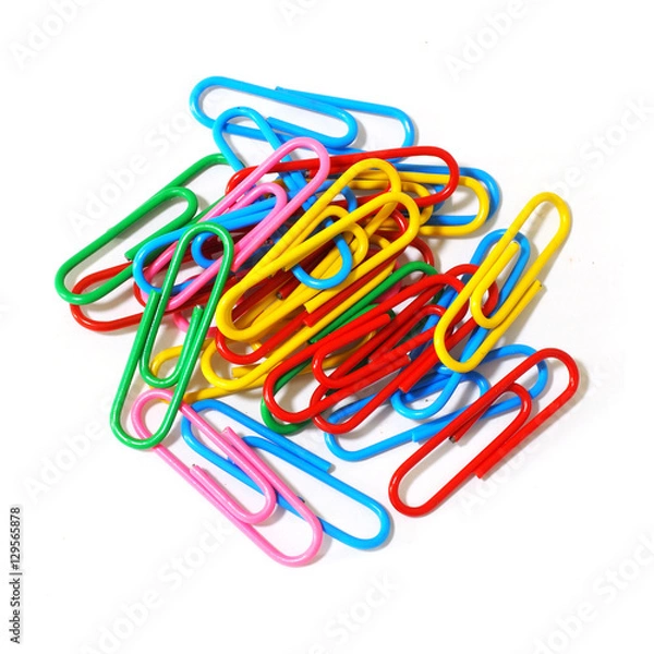 Obraz Paper clips isolated on white background