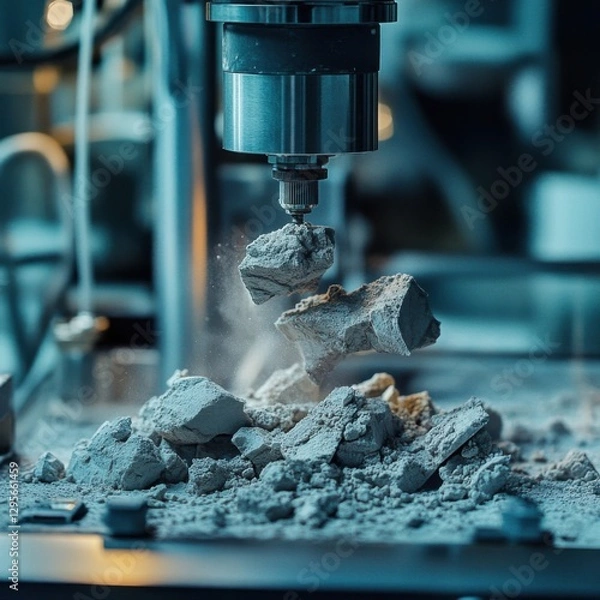 Fototapeta Precision Machining Process with Metal Shavings and Dust Particles