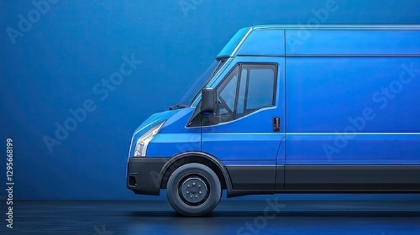 Obraz Blue van on a blue background