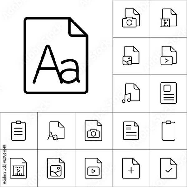 Fototapeta thin line grammar, letter file, icon on white background, docume