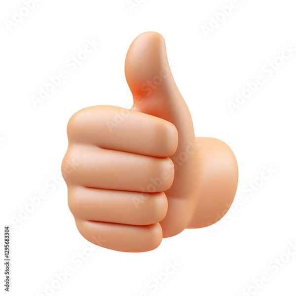 Fototapeta 3D Rendered Hand Showing a Thumbs-Up Gesture on transparent background, thumbs up png, 3d thumbs up icon 