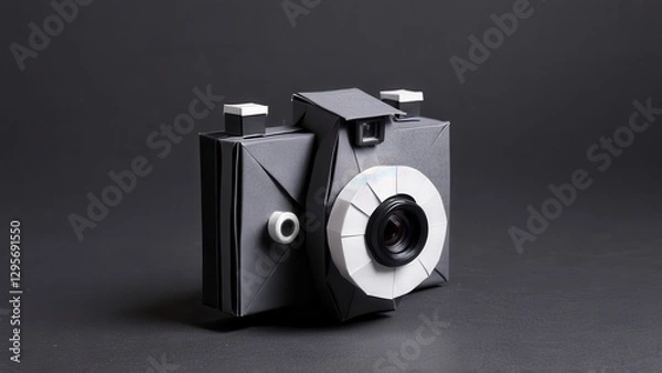 Fototapeta  A geometrically designed camera made of paper showcasing creativity in photography