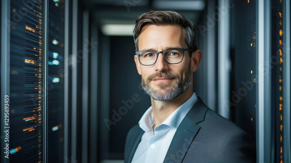 Fototapeta Data center professional technology hub portrait modern environment