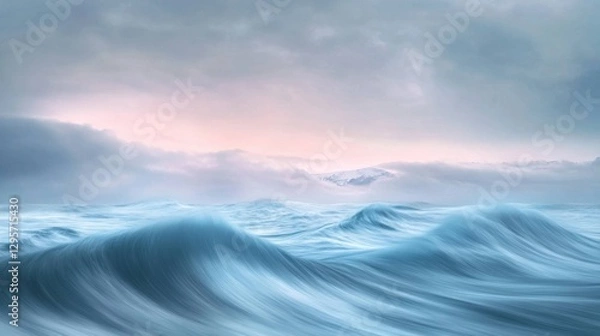 Fototapeta Ethereal Pink Hues Swirling in a Dreamy Flowing Canvas of Waves