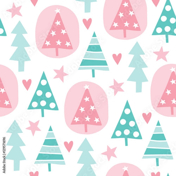 Obraz seamless christmas tree pattern vector illustration