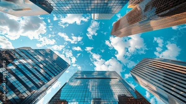 Fototapeta 高層ビルの低角度からの眺め8