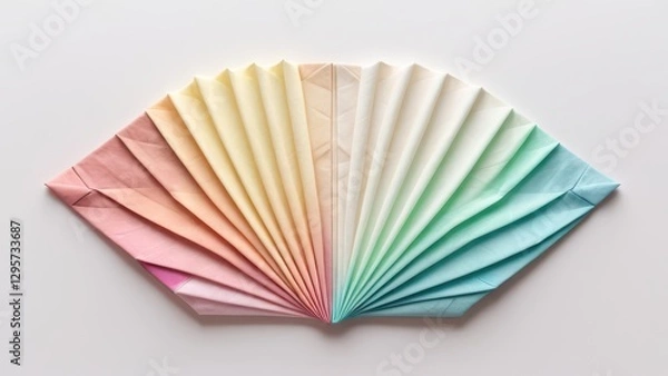 Fototapeta  A vibrant display of folded paper creates a stunning gradient fan design