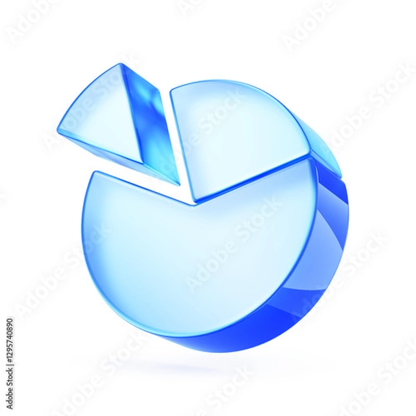 Obraz Pie chart icon on transparent background  - 3d illustration