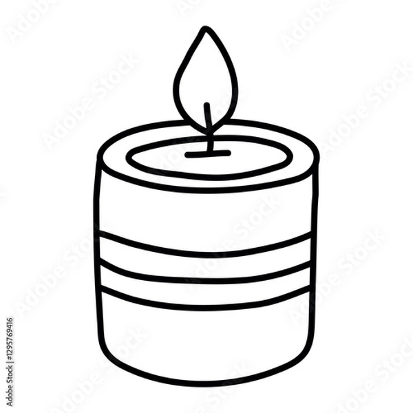 Obraz Hand drawn doodle light candle isolated on white background