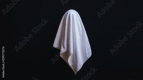 Fototapeta A white cloth draped over something on a dark background