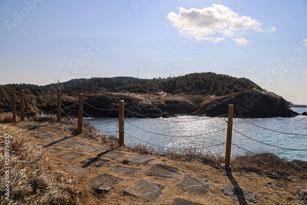 Obraz 바다와 언덕이 어우러진 풍경 제주 제주시 한경면 용수리 올레길 12코스 생이기정
