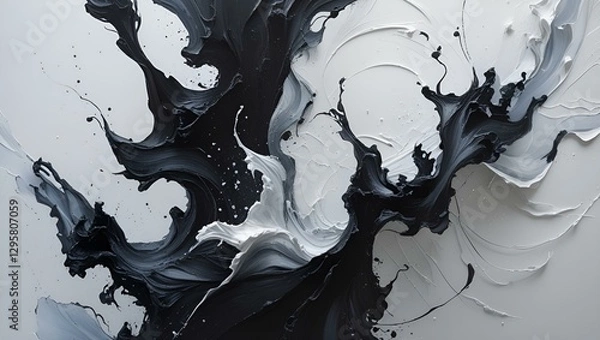 Fototapeta Dark blue ink splash texture creates an abstract grunge wave