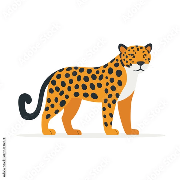 Obraz Simple flat 2D icon yellow jaguar isolated on transparent background, vector, flat design, animation design, vector, flat design, animation design, simple flat 2D icon, minimalist design, clipart