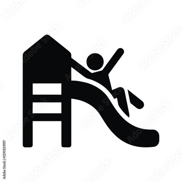 Fototapeta Playground slide icon. Children's playground illustration. Play area with slide.