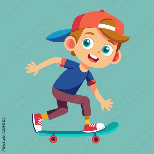 Fototapeta boy with skateboard