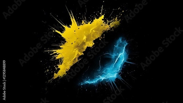 Obraz A dark background with a yellow and blue light