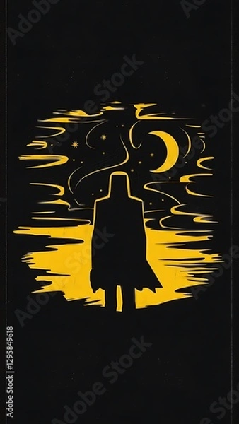 Obraz A dark and yellow background with a black background