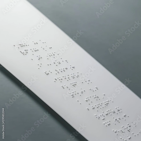Obraz Close up view of braille text on white paper isolated on grey