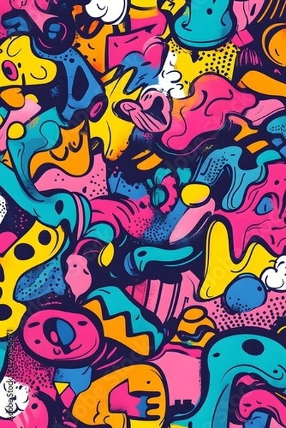 Fototapeta Colorful abstract doodle pattern background