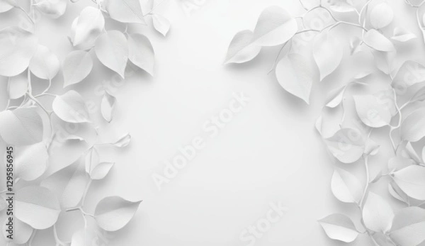 Fototapeta White paper leaves border on a light background
