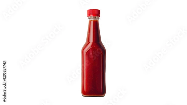 Fototapeta Hot sauce bottle with transparent background standing upright