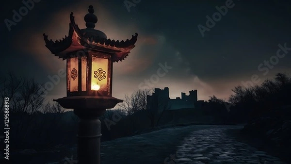 Obraz Ancient lantern at night