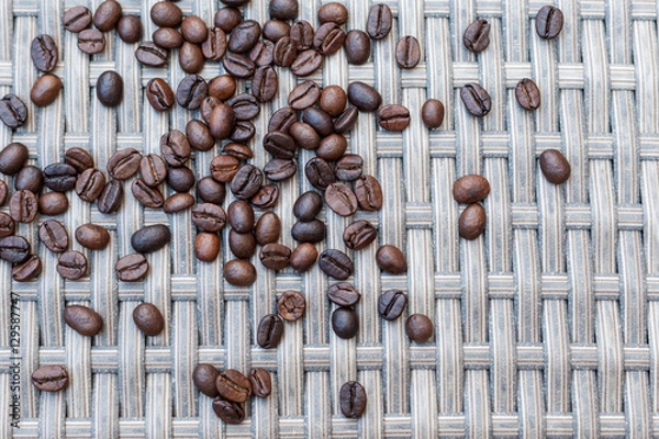 Obraz Coffee Been in plaid pattern background.