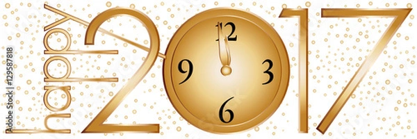 Obraz Happy 2017 Clock