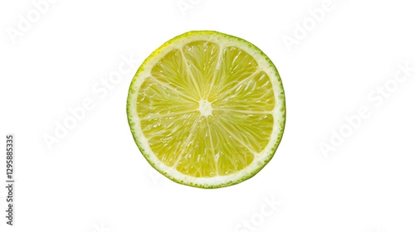 Fototapeta Fresh lime slice showing juicy pulp and rind on transparent background