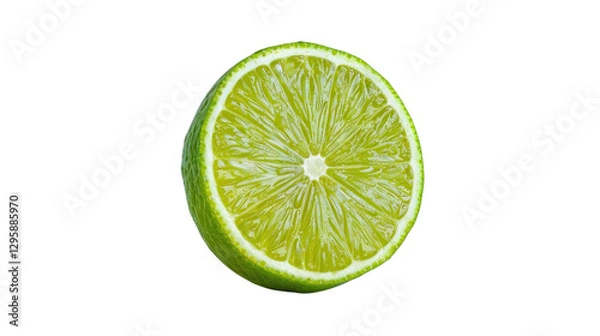 Fototapeta Juicy lime slice hovering on transparent background