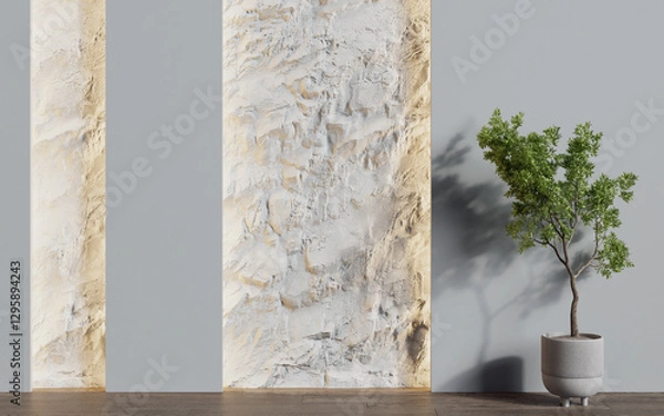 Fototapeta Decorative wall in an empty room. Background. 3d render