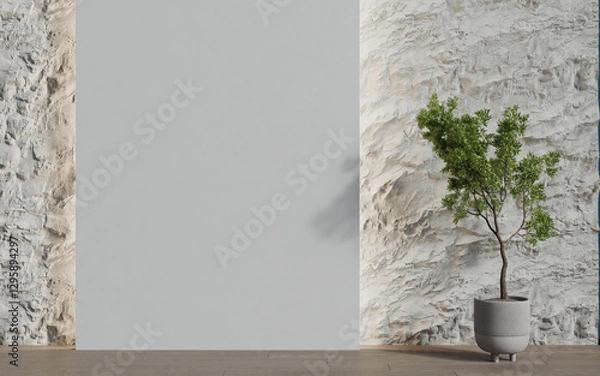 Fototapeta Decorative wall in an empty room. Background. 3d render